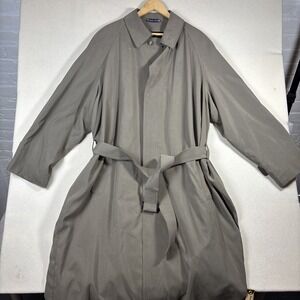 Chaps Ralph Lauren, Men's 46L Olive Rain Trench Overcoat Full Button‎ Up Liner
